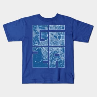 Giza, Egypt City Map Typography - Blueprint Kids T-Shirt